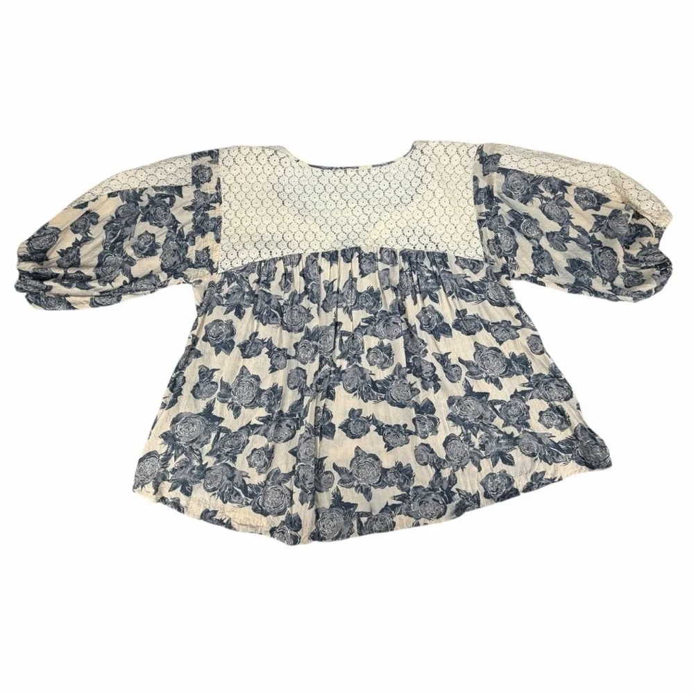 Free People Women’s Floral Lace Moon River Boho Blouse In Size XS - Picture 8 of 11